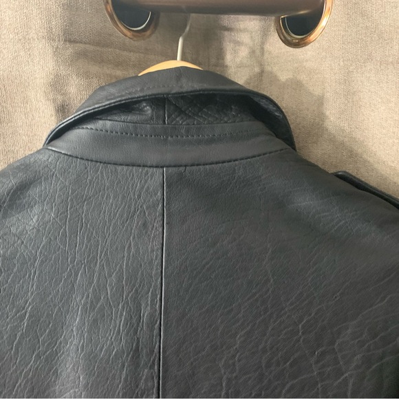 TopShop womens real leather black biker jacket - Picture 11 of 12
